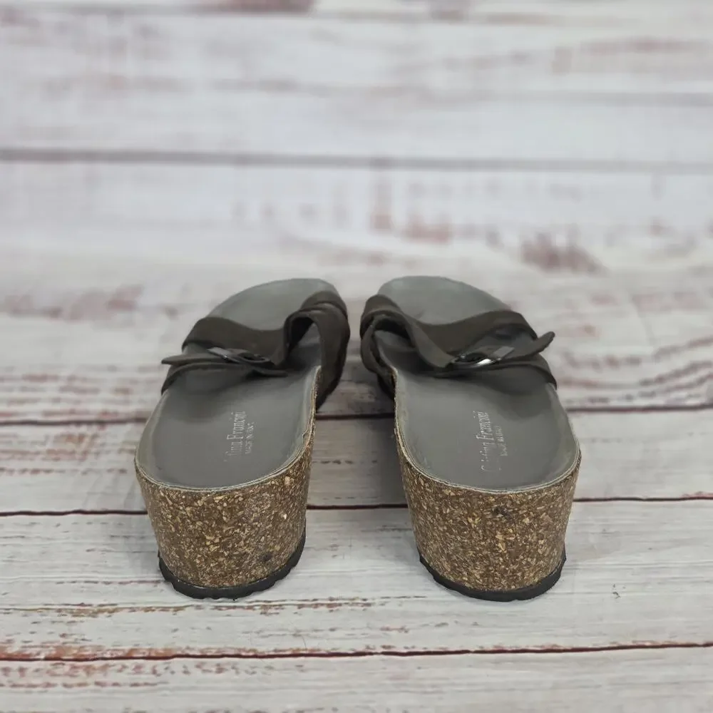 Cristina Francini Shoes Womens Size 8.5 M Leather Slide Sandals Made in Italy Co